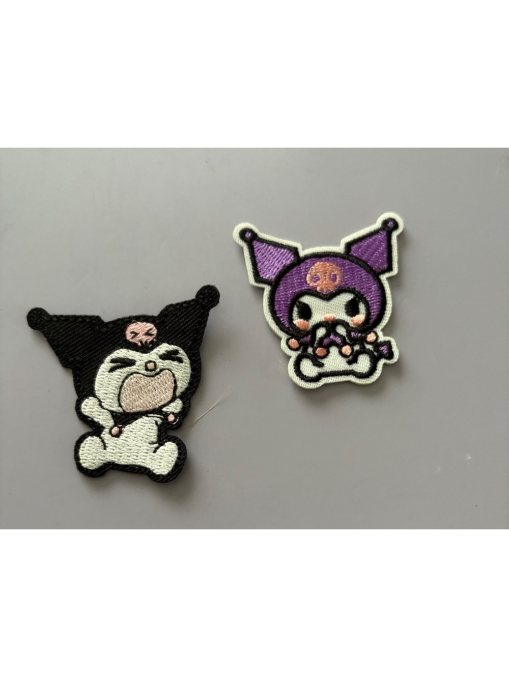 Cute Kuromi Embroidered Iron-On Patches Black and Purple Bundle